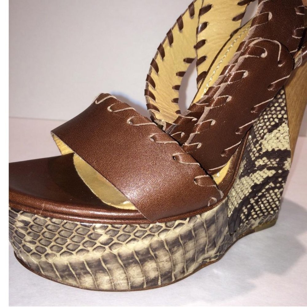 Lanvin Python Leather Platform Wedge Sandal New 37 - image 8